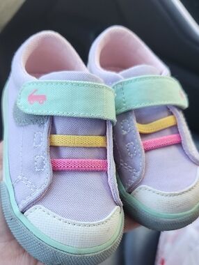See Kai RUN Kids Pastel Lavender Slip-On Sneakers with Mint Strap TODDLER SIZE 5